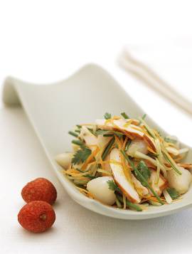 Smoked chicken and lychee salad